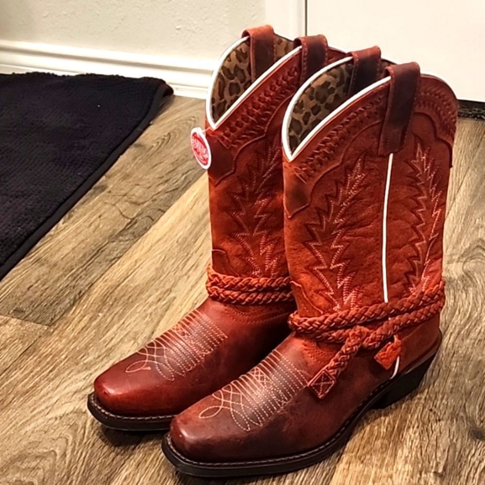 Laredo Knot In Time Square Toe Boots-Red - Picture 9 of 12